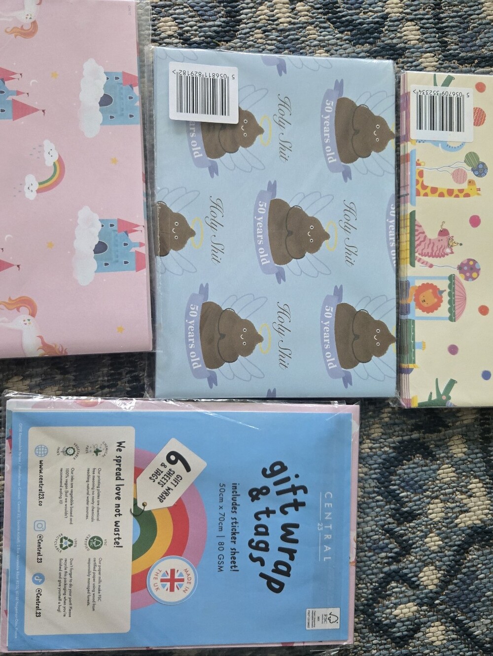 Cute Blue Angel Poop Pattern Gift Wrap